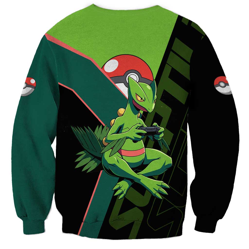 Sceptile Poké Sweatshirt Neon Retro Anime Style