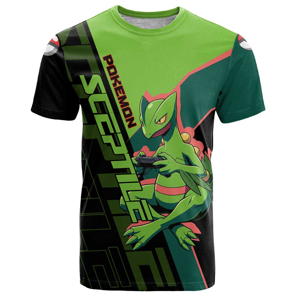 Sceptile Poké T Shirt Neon Retro Anime Style