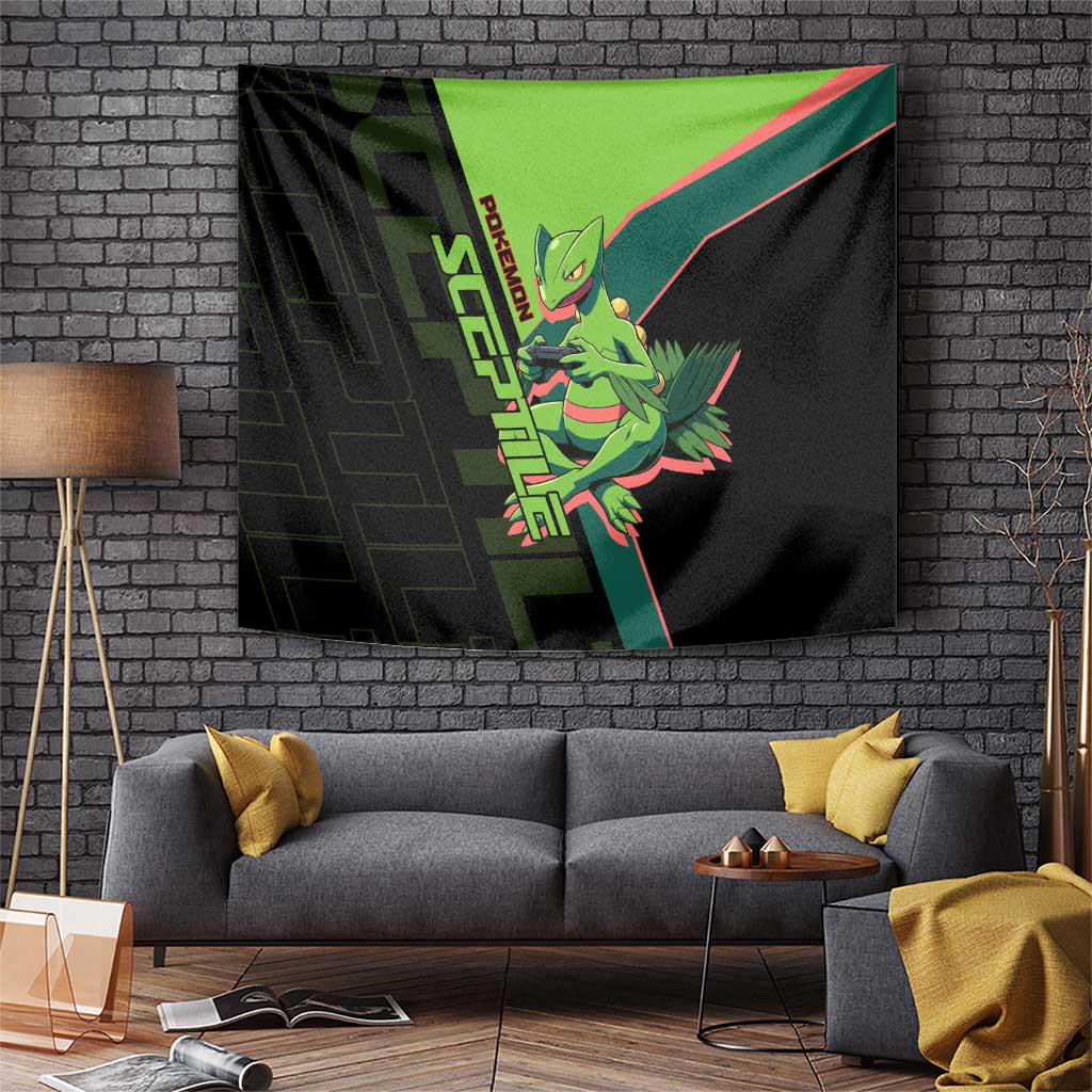 Sceptile Poké Tapestry Neon Retro Anime Style