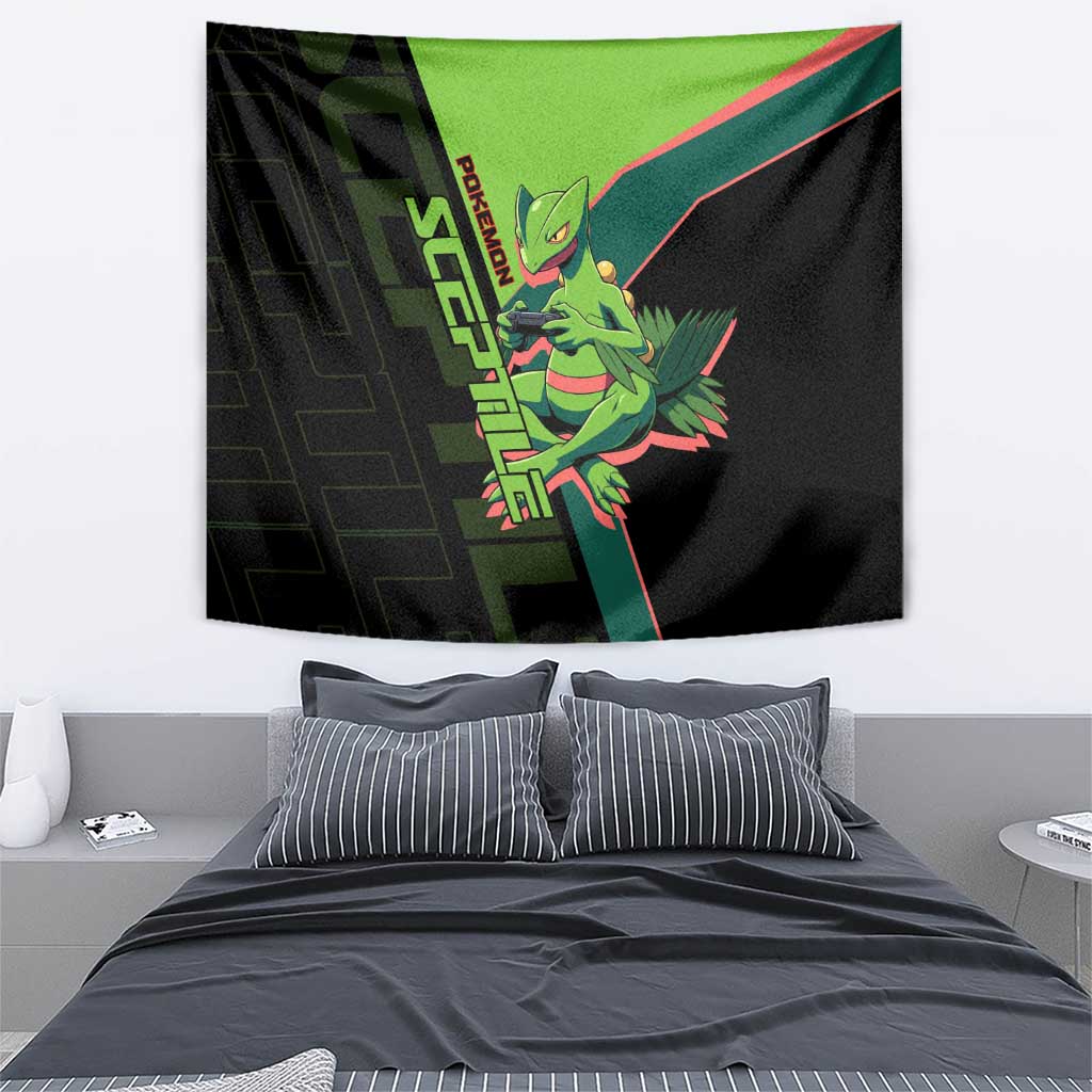 Sceptile Poké Tapestry Neon Retro Anime Style