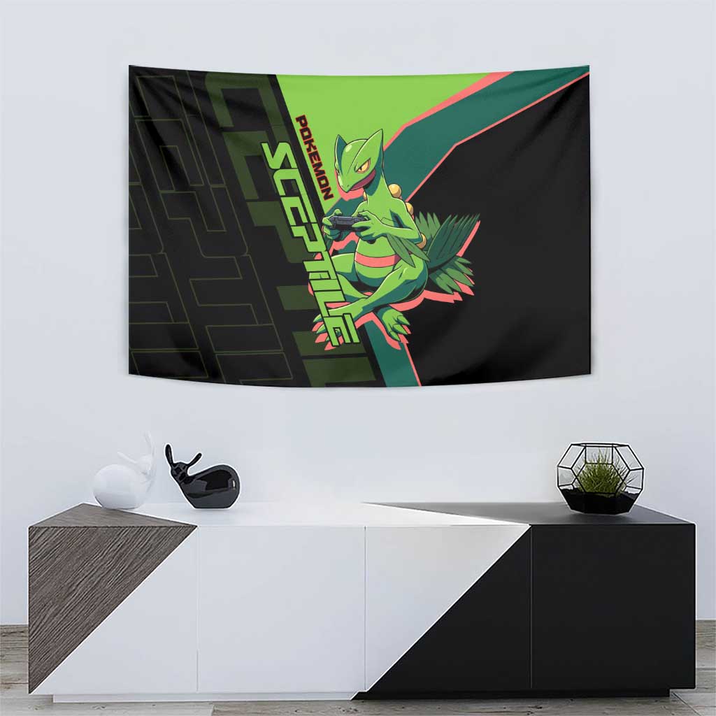 Sceptile Poké Tapestry Neon Retro Anime Style
