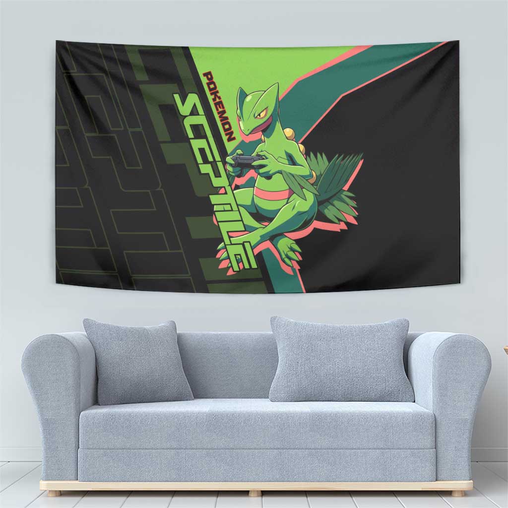 Sceptile Poké Tapestry Neon Retro Anime Style