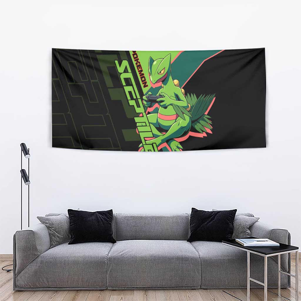 Sceptile Poké Tapestry Neon Retro Anime Style