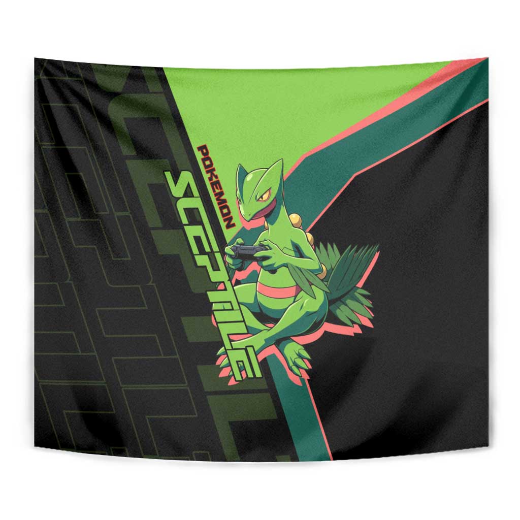 Sceptile Poké Tapestry Neon Retro Anime Style