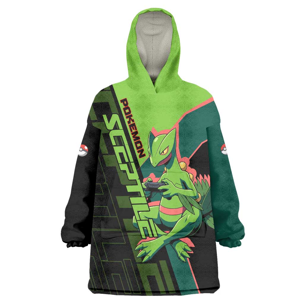 Sceptile Poké Wearable Blanket Hoodie Neon Retro Anime Style