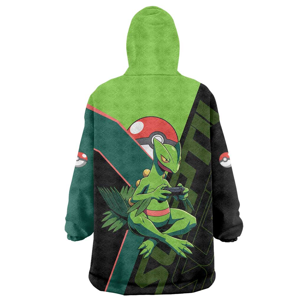 Sceptile Poké Wearable Blanket Hoodie Neon Retro Anime Style