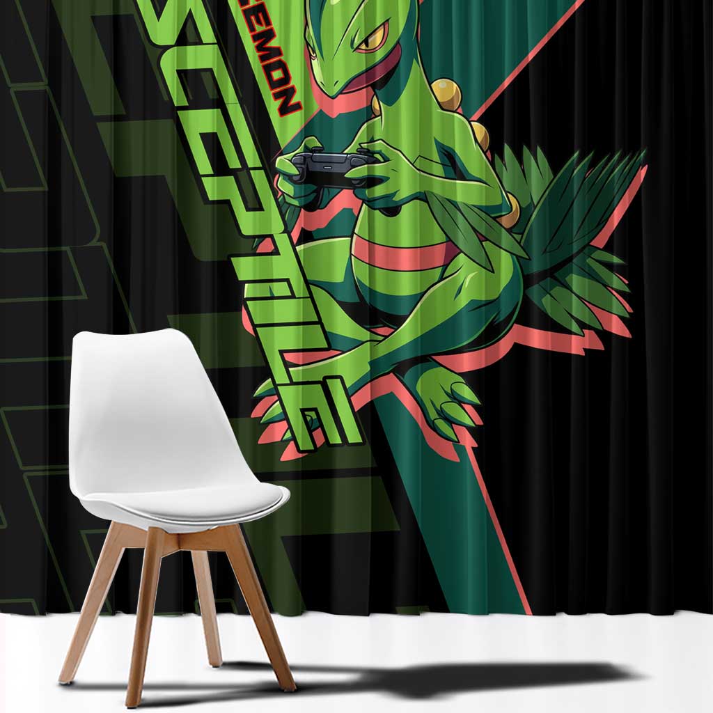 Sceptile Poké Window Curtain Neon Retro Anime Style