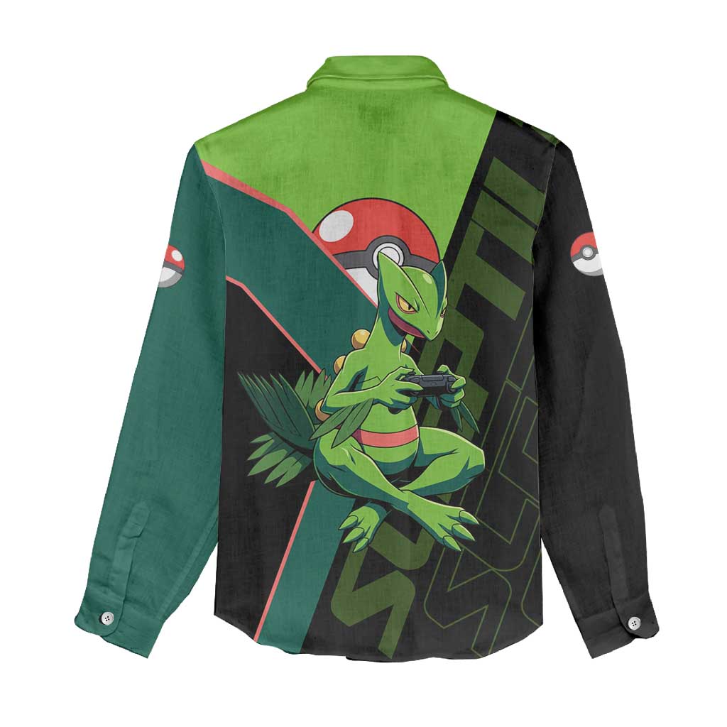 Sceptile Poké Women Casual Shirt Neon Retro Anime Style