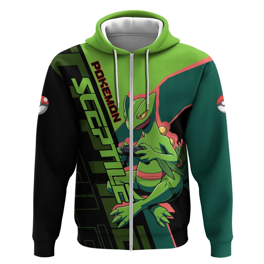Sceptile Poké Zip Hoodie Neon Retro Anime Style