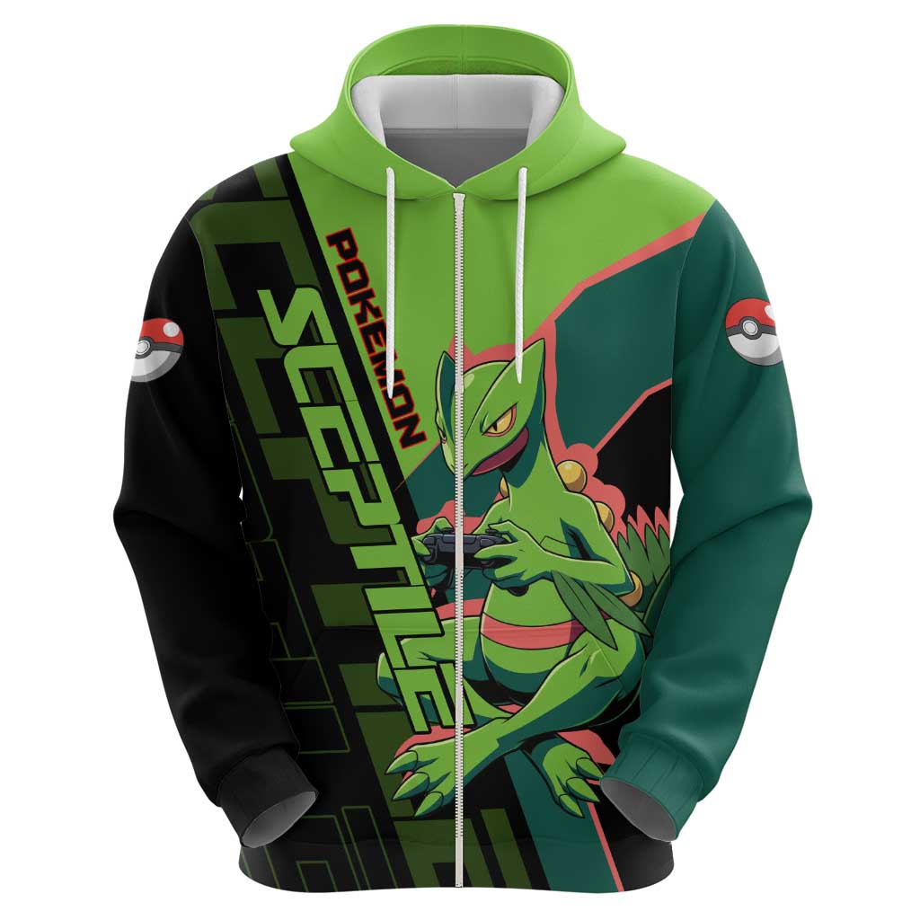 Sceptile Poké Zip Hoodie Neon Retro Anime Style