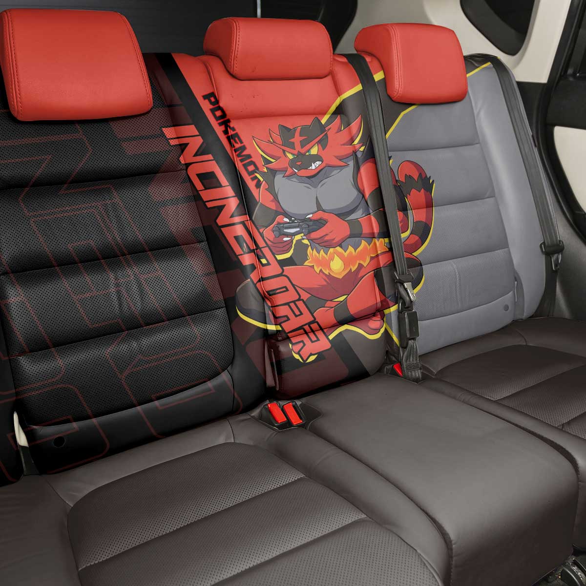 Incineroar Poké Back Car Seat Cover Bold Retro Anime Style