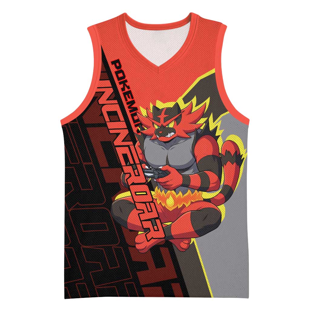 Incineroar Poké Basketball Jersey Bold Retro Anime Style