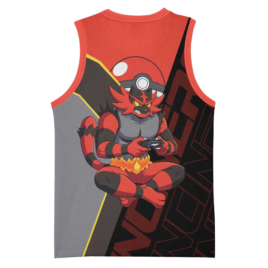 Incineroar Poké Basketball Jersey Bold Retro Anime Style