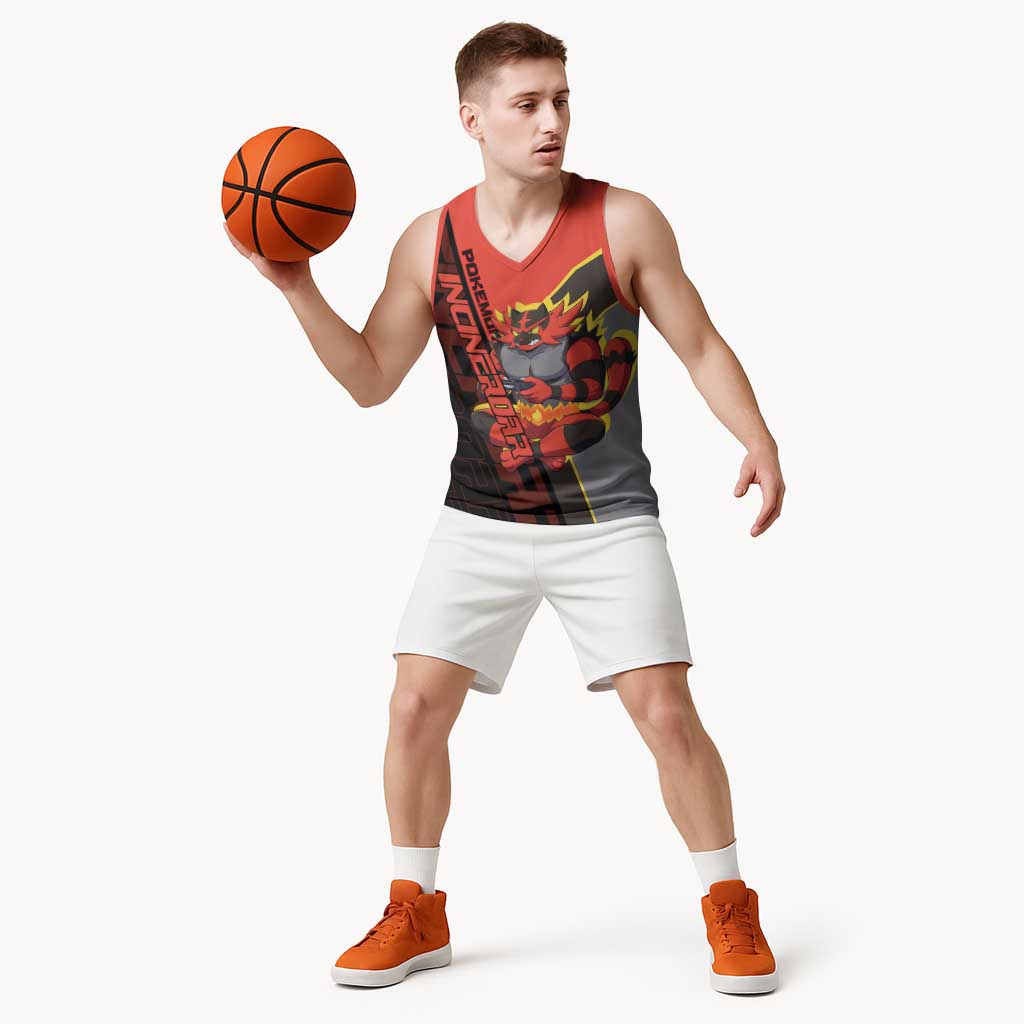 Incineroar Poké Basketball Jersey Bold Retro Anime Style