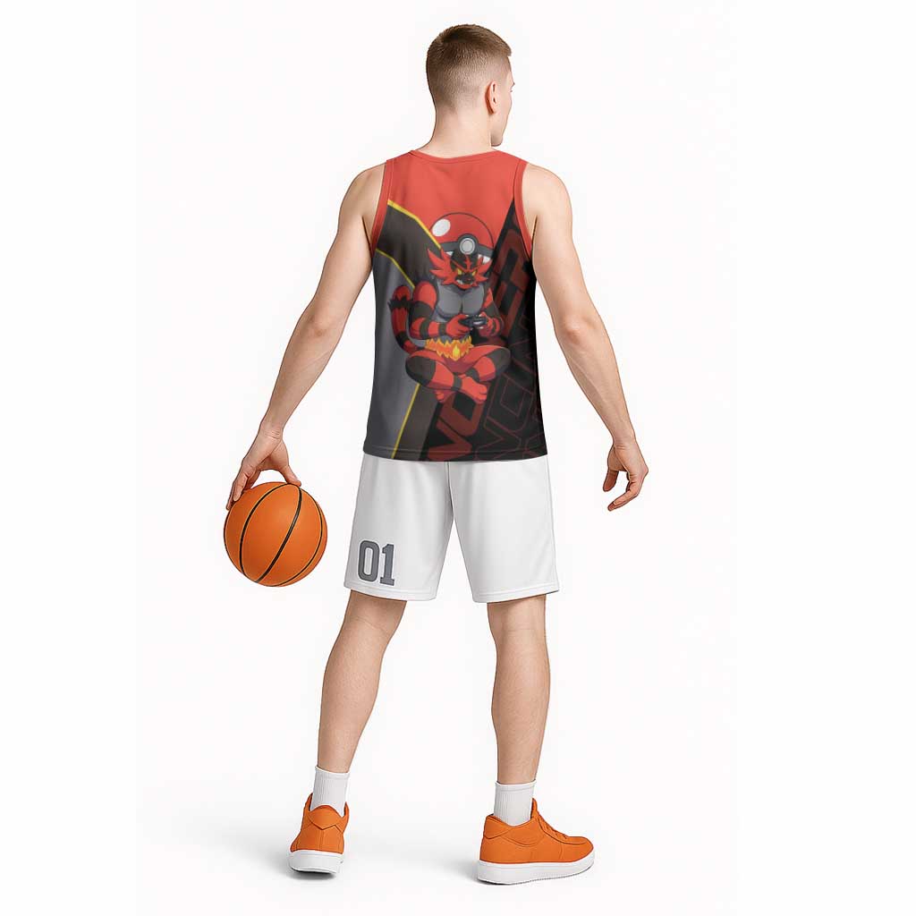 Incineroar Poké Basketball Jersey Bold Retro Anime Style