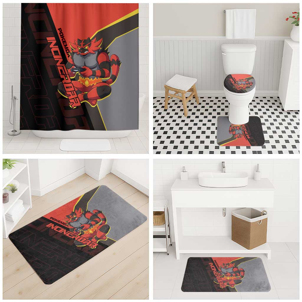 Incineroar Poké Bathroom Set Bold Retro Anime Style