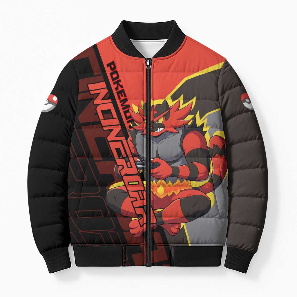 Incineroar Poké Bomber Puffer Jacket Bold Retro Anime Style