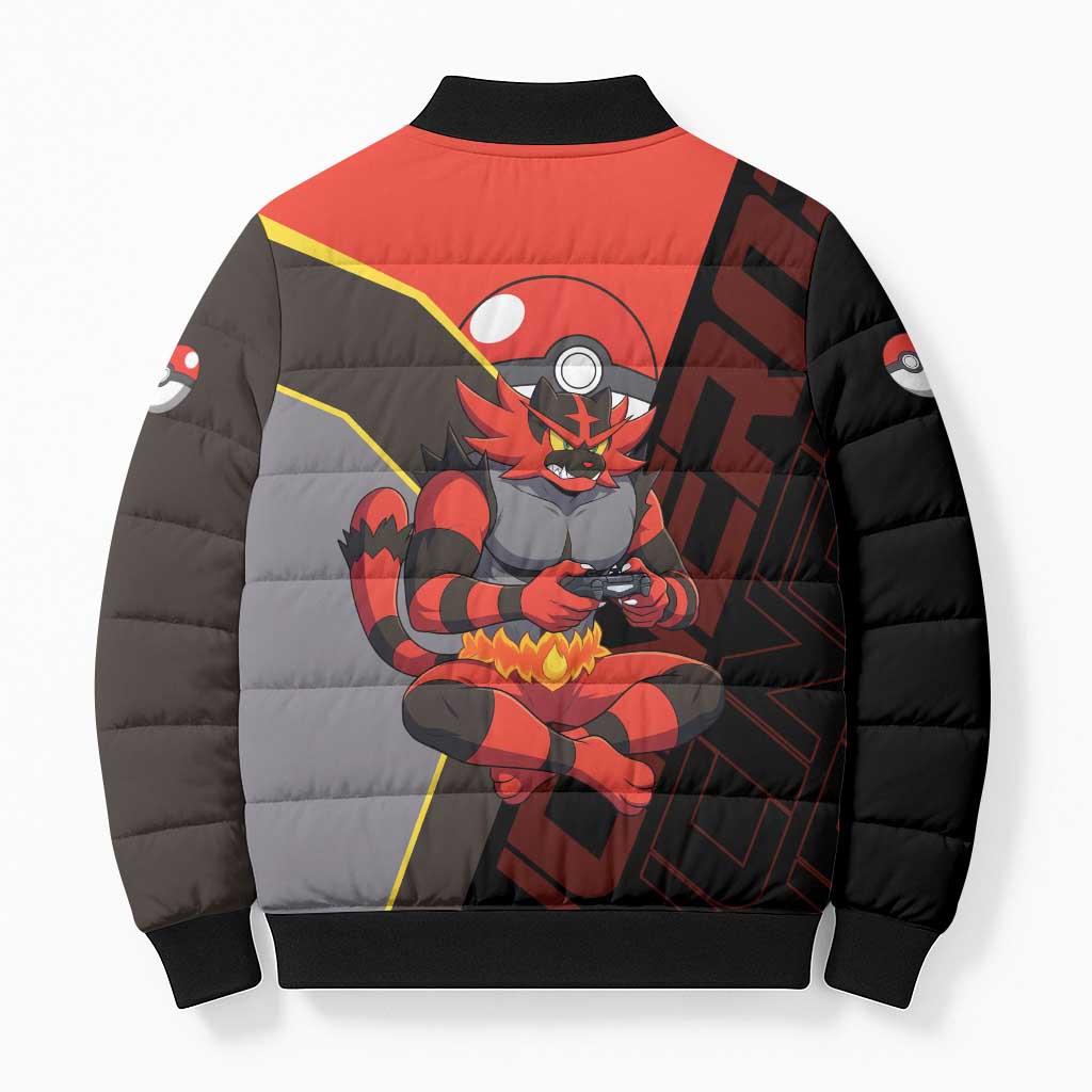 Incineroar Poké Bomber Puffer Jacket Bold Retro Anime Style