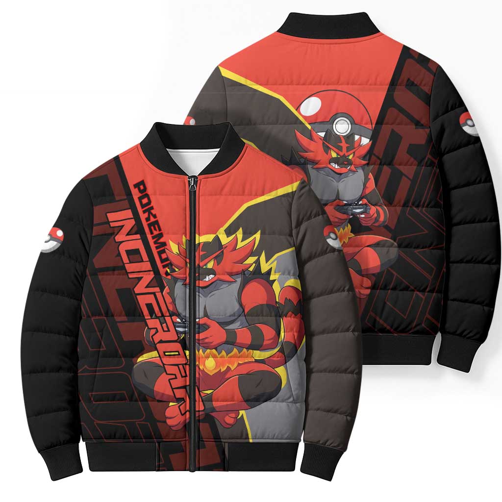 Incineroar Poké Bomber Puffer Jacket Bold Retro Anime Style