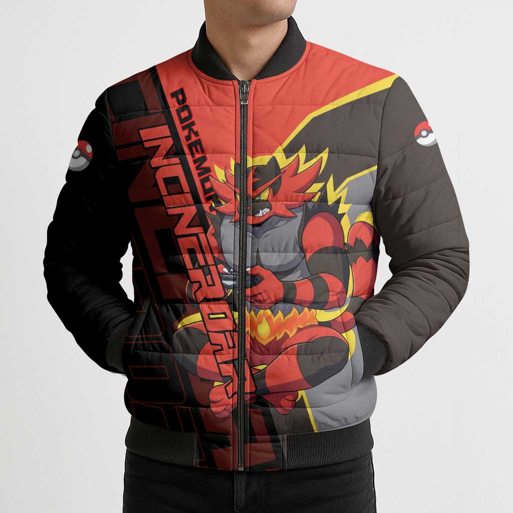 Incineroar Poké Bomber Puffer Jacket Bold Retro Anime Style