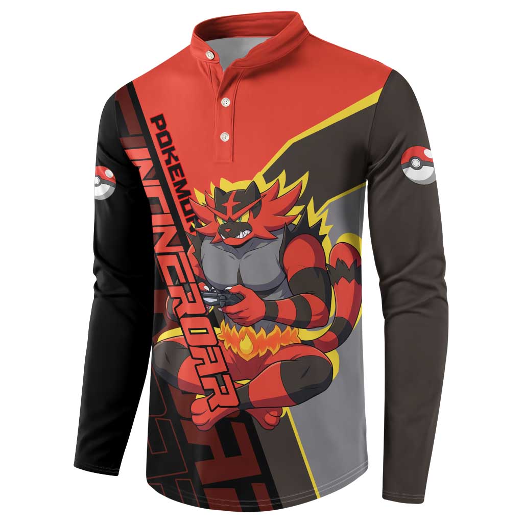 Incineroar Poké Button Sweatshirt Bold Retro Anime Style