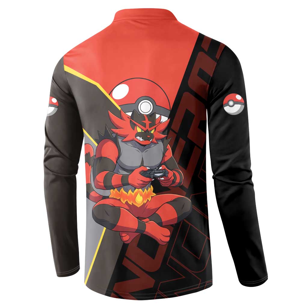 Incineroar Poké Button Sweatshirt Bold Retro Anime Style