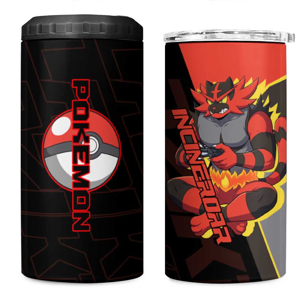 Incineroar Poké 4 in 1 Can Cooler Tumbler Bold Retro Anime Style