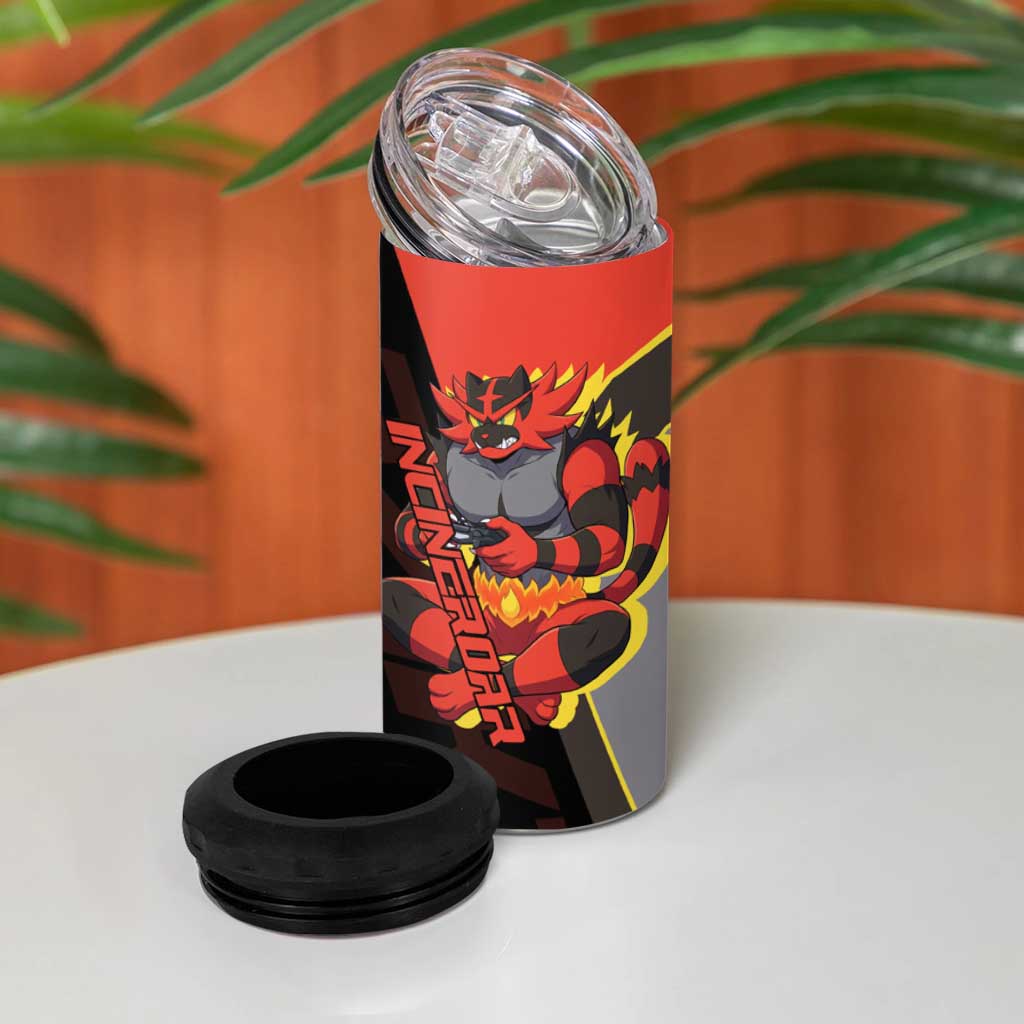 Incineroar Poké 4 in 1 Can Cooler Tumbler Bold Retro Anime Style