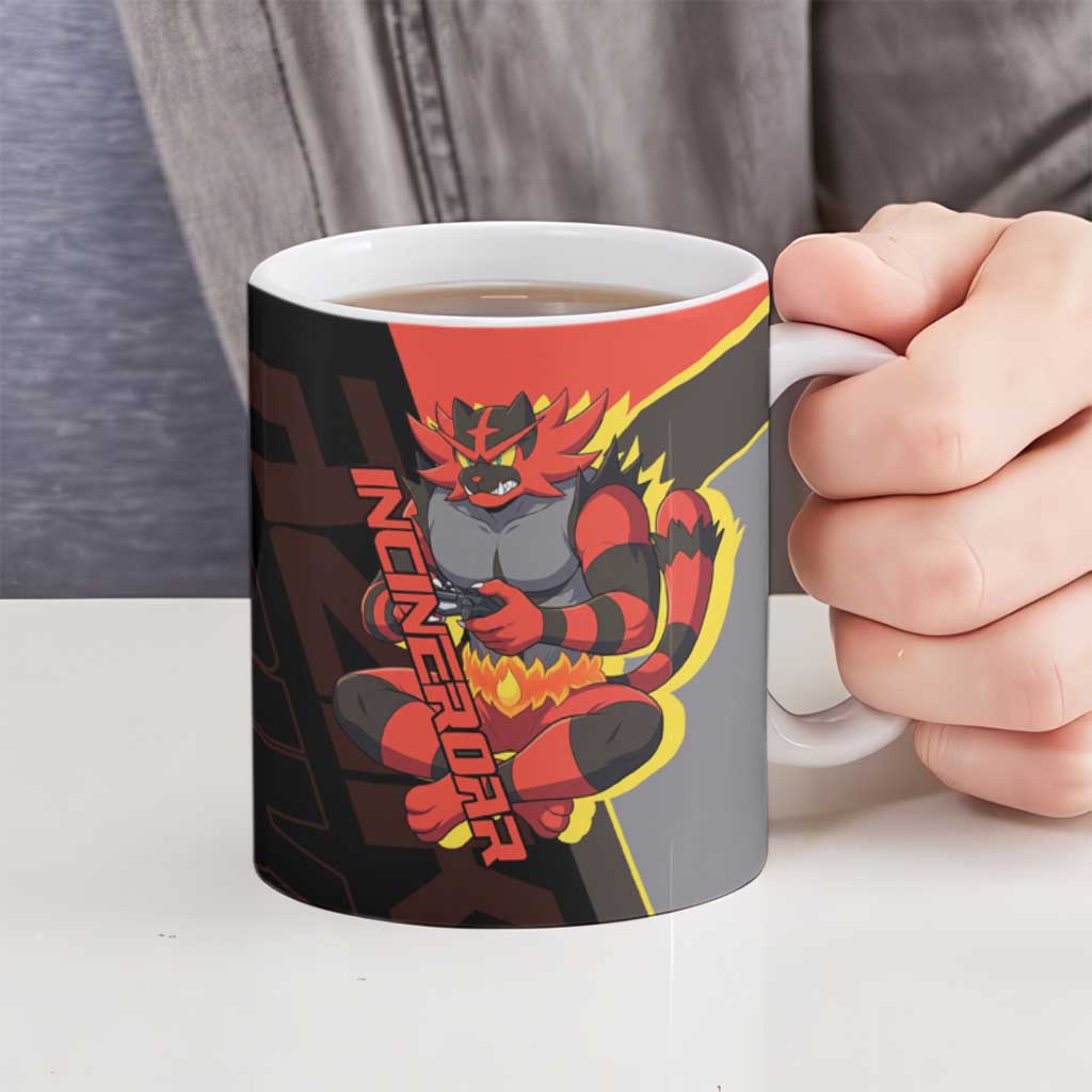 Incineroar Poké Ceramic Mug Bold Retro Anime Style