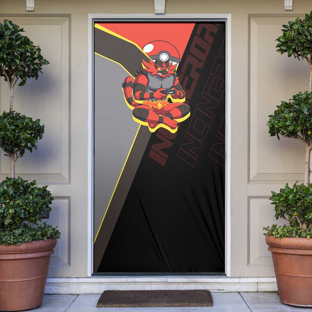 Incineroar Poké Door Cover Bold Retro Anime Style