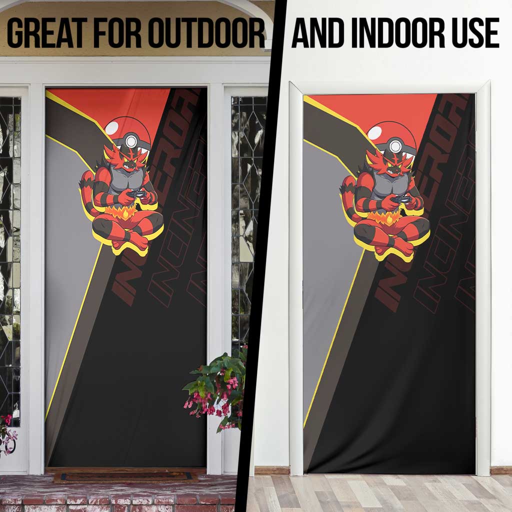 Incineroar Poké Door Cover Bold Retro Anime Style