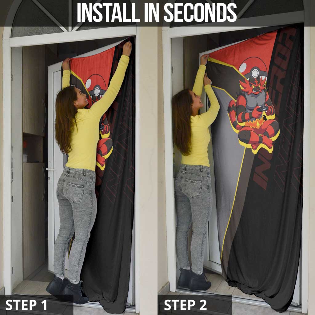 Incineroar Poké Door Cover Bold Retro Anime Style