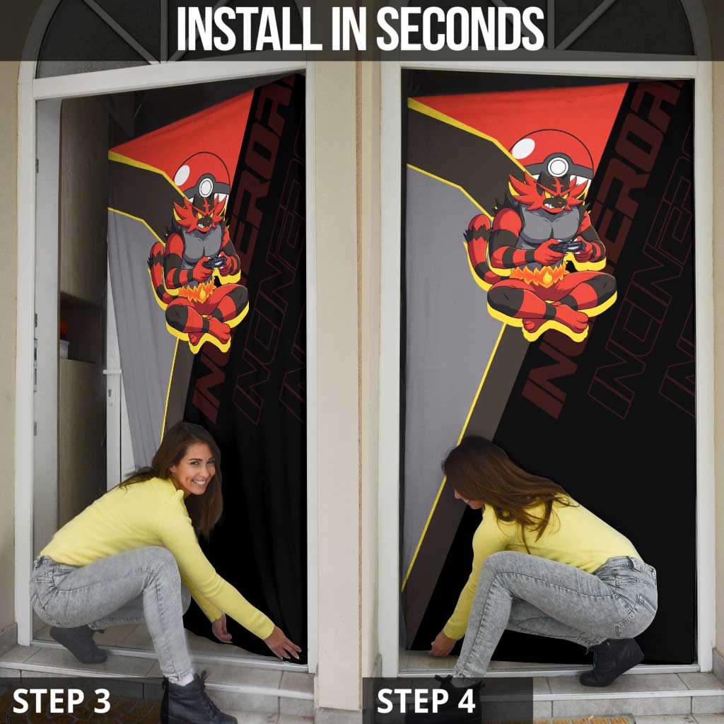 Incineroar Poké Door Cover Bold Retro Anime Style