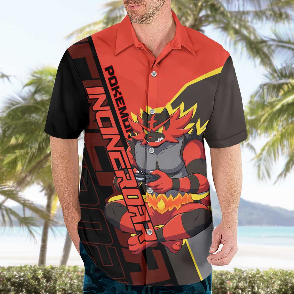 Incineroar Poké Hawaiian Shirt Bold Retro Anime Style