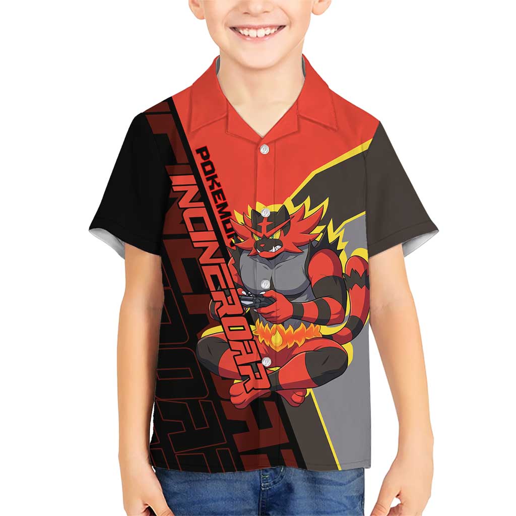 Incineroar Poké Hawaiian Shirt Bold Retro Anime Style