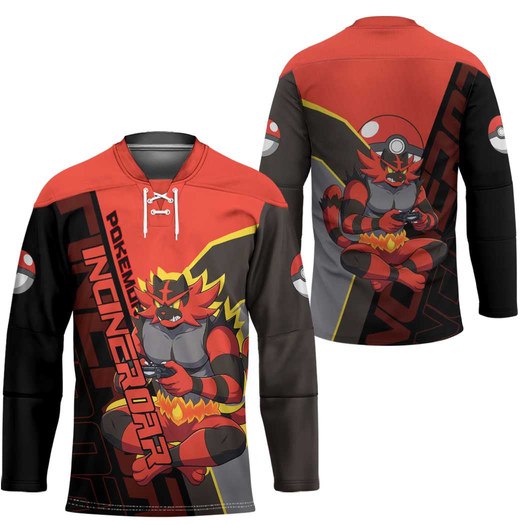 Incineroar Poké Hockey Jersey Bold Retro Anime Style