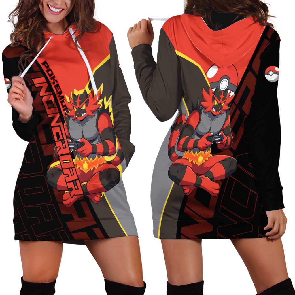 Incineroar Poké Hoodie Dress Bold Retro Anime Style