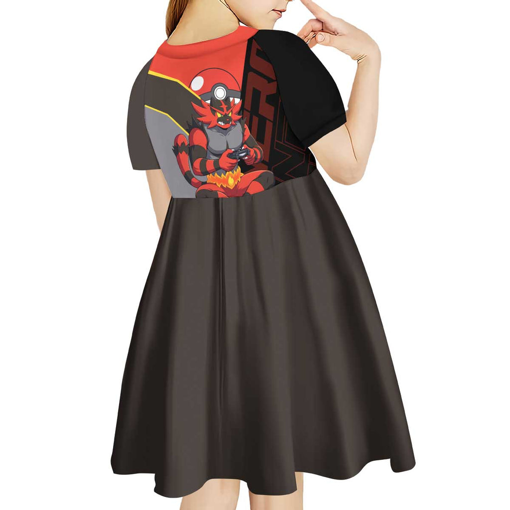 Incineroar Poké Kid Short Sleeve Dress Bold Retro Anime Style