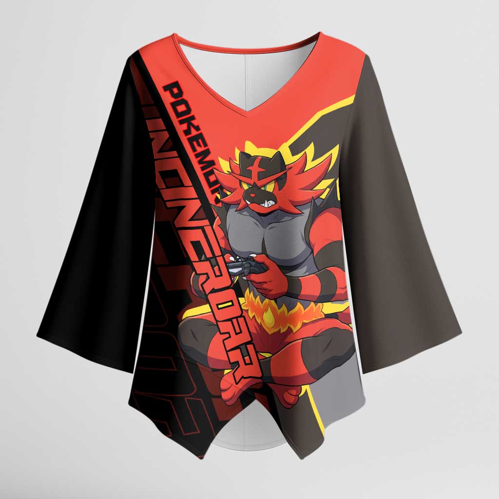 Incineroar Poké Kimono Sleeve Blouse Bold Retro Anime Style