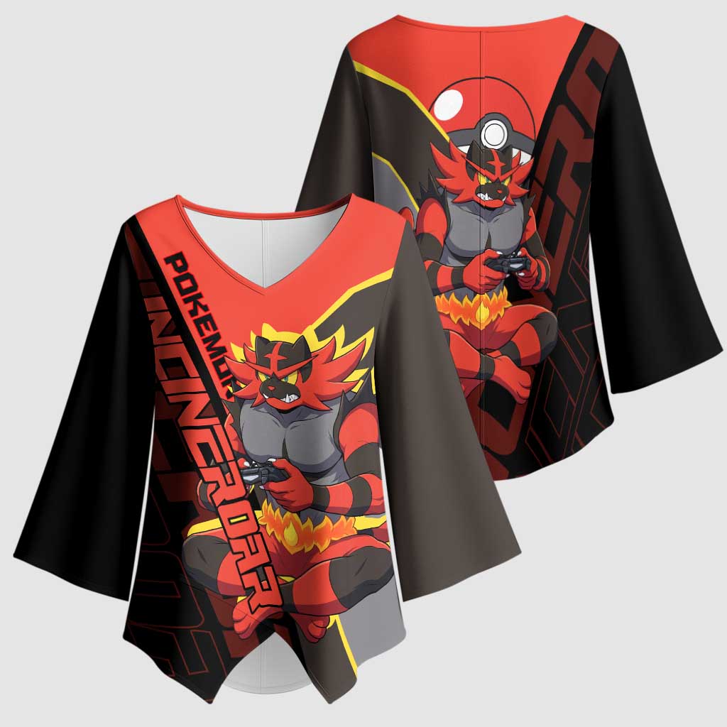Incineroar Poké Kimono Sleeve Blouse Bold Retro Anime Style