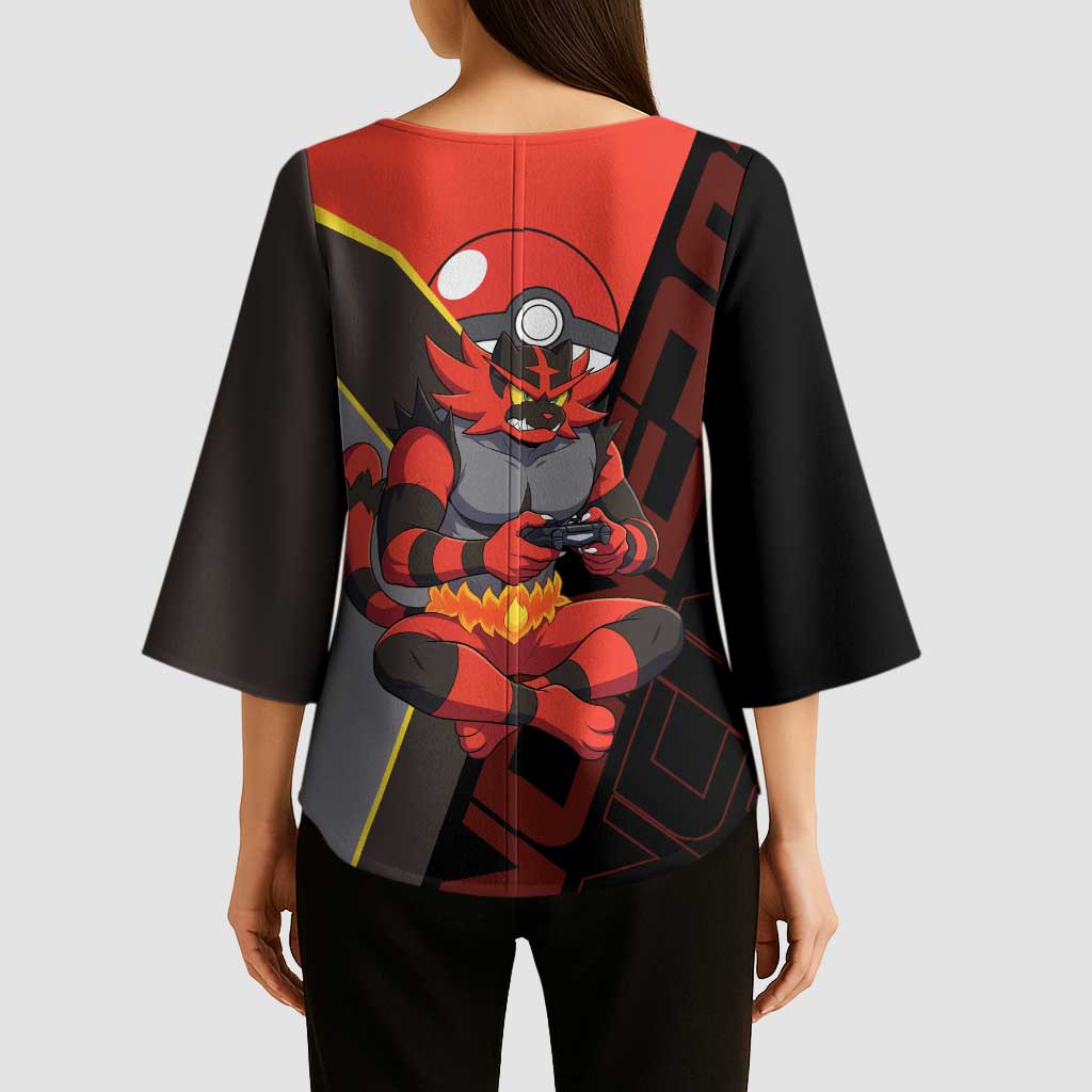 Incineroar Poké Kimono Sleeve Blouse Bold Retro Anime Style