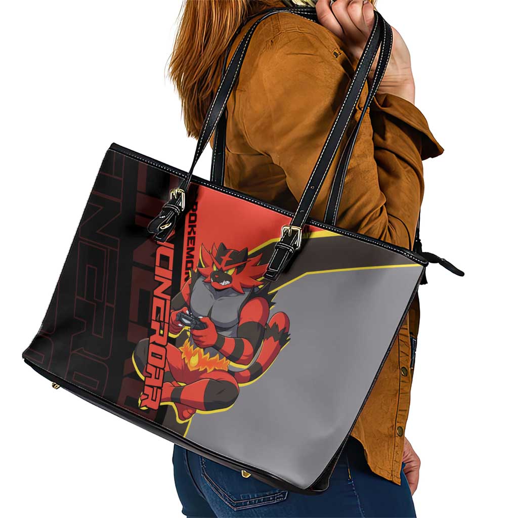 Incineroar Poké Leather Tote Bag Bold Retro Anime Style
