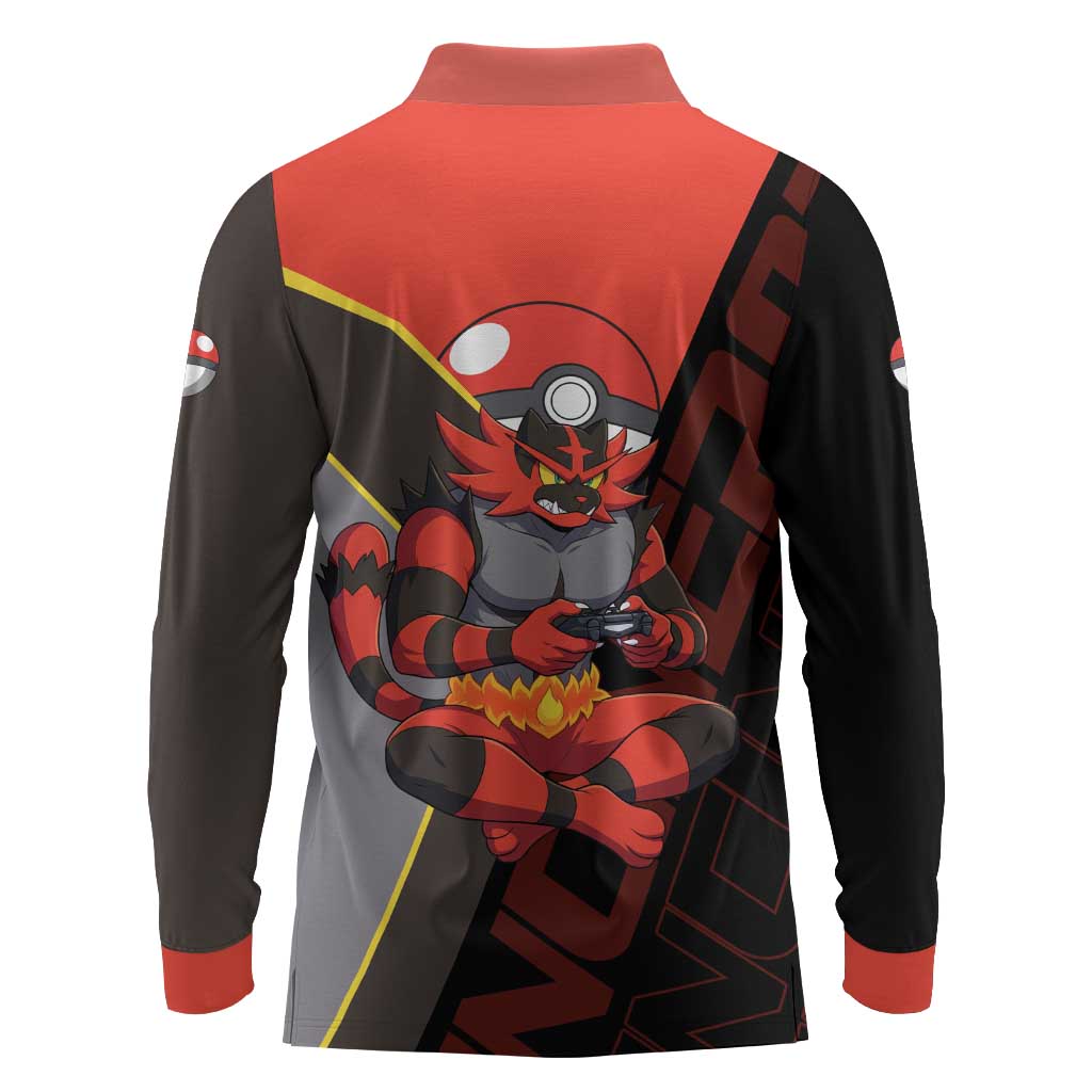 Incineroar Poké Long Sleeve Polo Shirt Bold Retro Anime Style