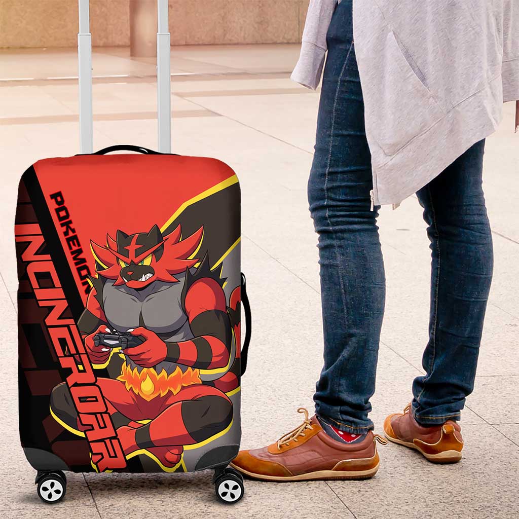 Incineroar Poké Luggage Cover Bold Retro Anime Style