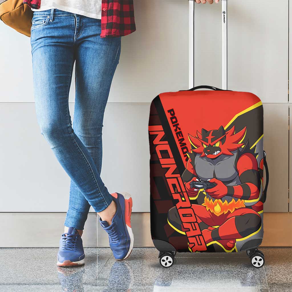 Incineroar Poké Luggage Cover Bold Retro Anime Style