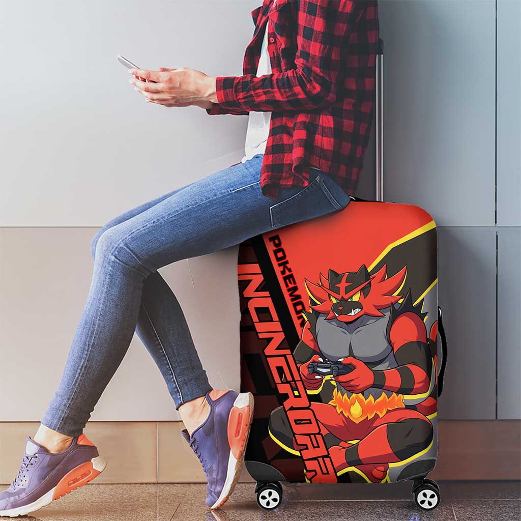 Incineroar Poké Luggage Cover Bold Retro Anime Style