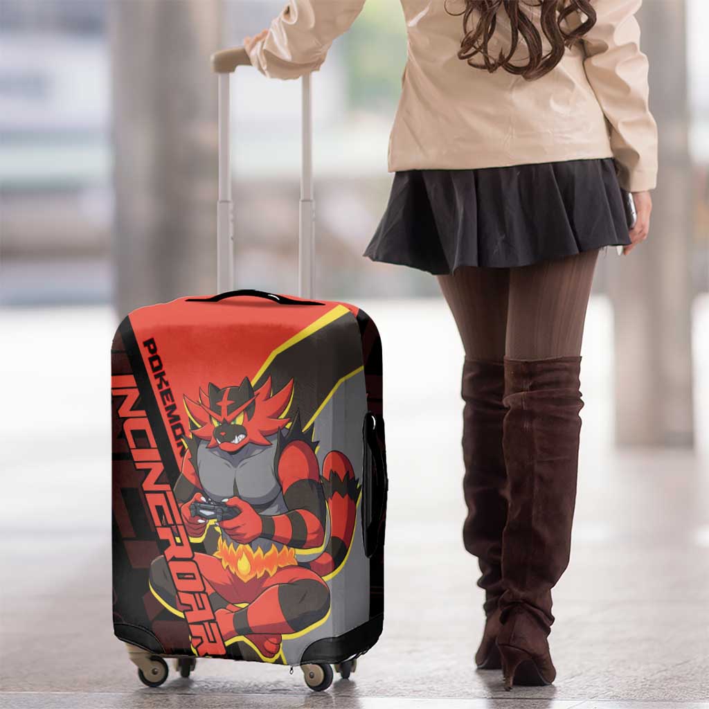 Incineroar Poké Luggage Cover Bold Retro Anime Style