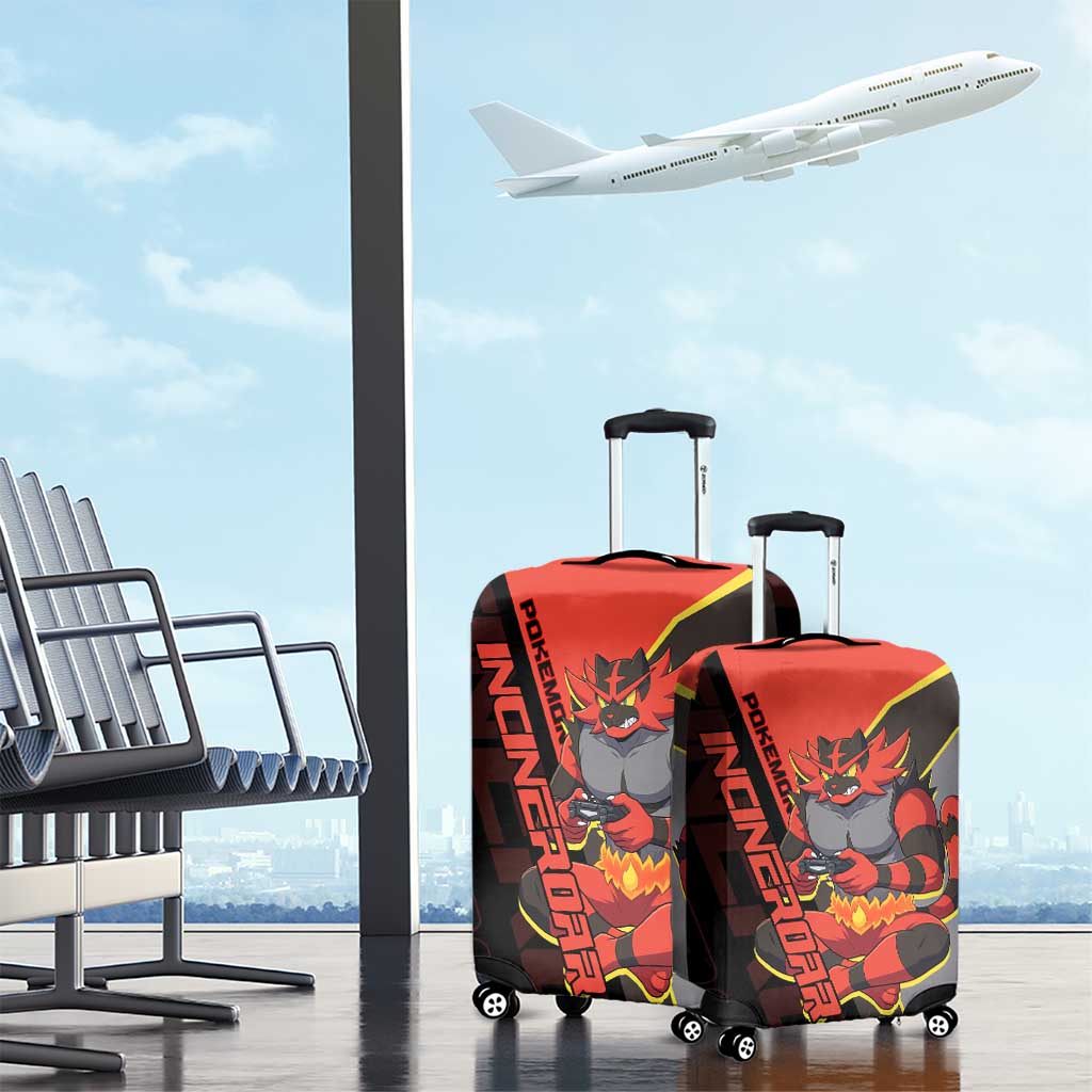 Incineroar Poké Luggage Cover Bold Retro Anime Style