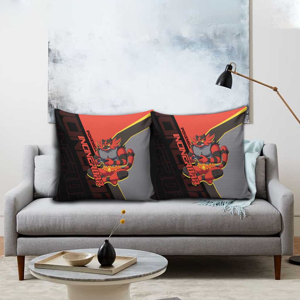 Incineroar Poké Pillow Cover Bold Retro Anime Style