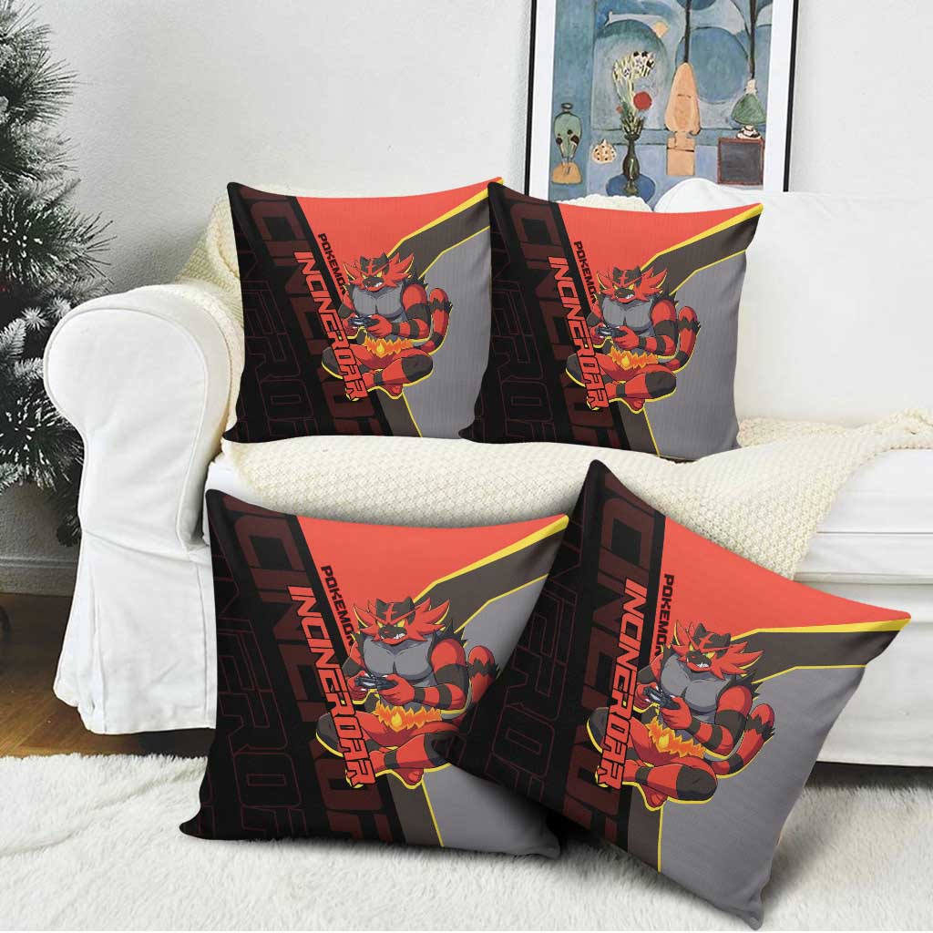 Incineroar Poké Pillow Cover Bold Retro Anime Style